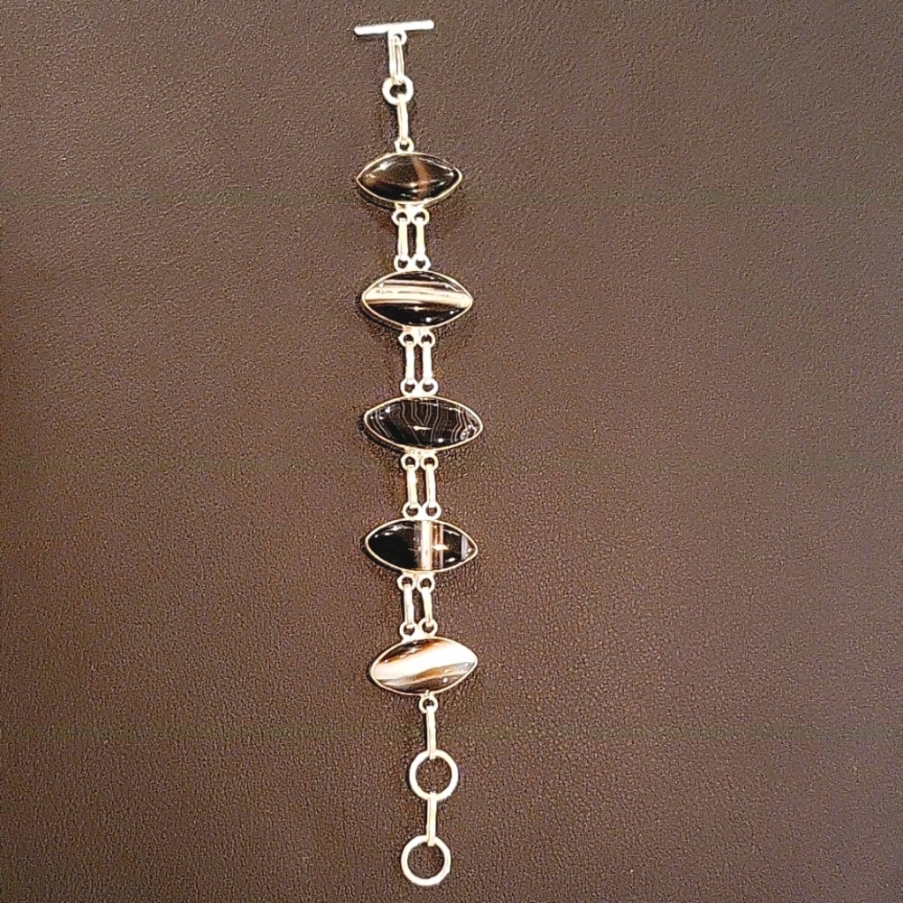 Botswana Agate Bracelet- Silver Plated